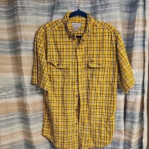 Carhartt Men's Yellow Plaid Cotton Short Sleeve Shirt